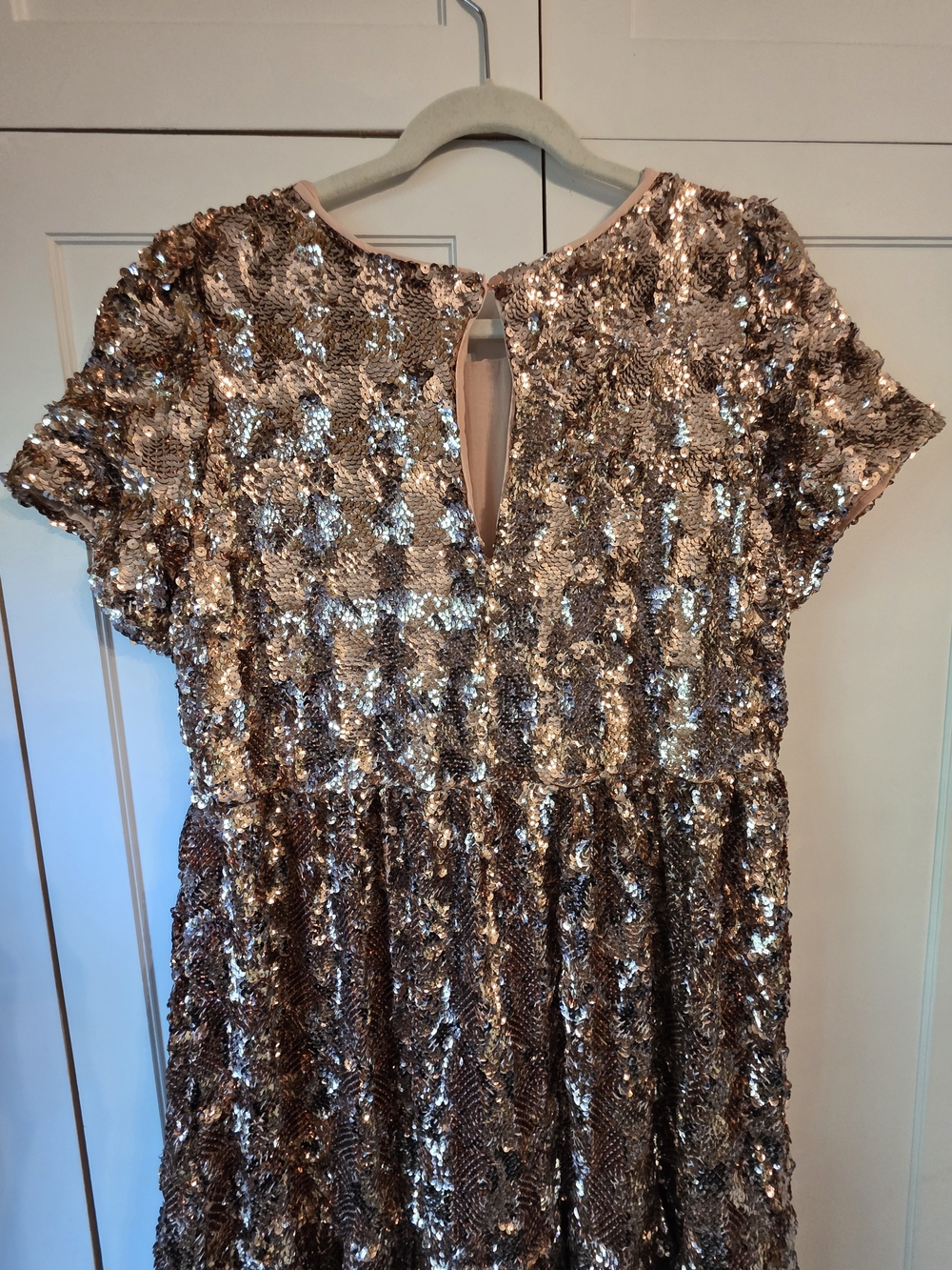Anthropologie Maeve Rose Gold Sequin Midi Dress - Picture 4 of 9